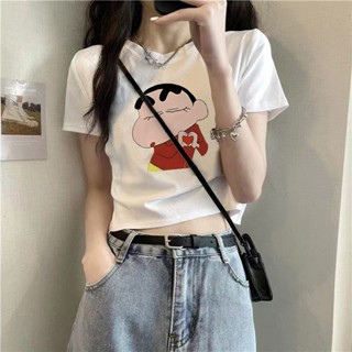巨巨巨喜歡！ 短板上衣 日系復古 蠟筆小新 短t 短袖 小可愛 日系短版 厚磅短t 國中生女裝 夏天衣服 短款上衣 現貨