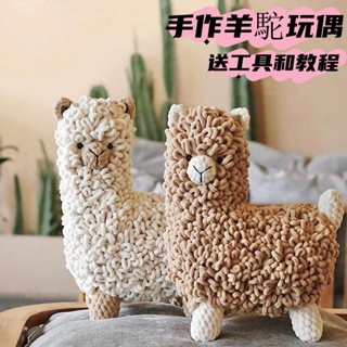 免運💯冰條毛線鈎針ins風羊駝玩偶 手工編織DIY材料包 自製禮物抱枕擺件 diy毛綫編織 手作編織材料包 手工玩偶