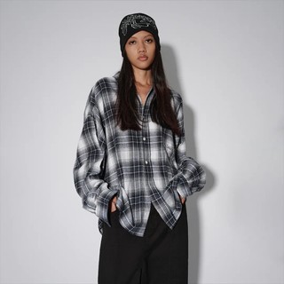 『Definite』LUSIVE｜寬鬆落肩襯衫 Shadow Flannel Shirt (黑色)