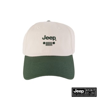 JEEP 撞色吉普車頭刺繡LOGO棒球帽-白綠色
