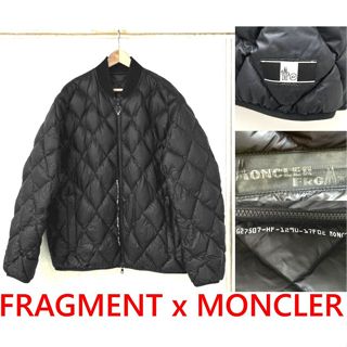 BLACK近全新FRAGMENT x MONCLER藤原浩AFFA菱格紋頂級天鵝絨羽毛外套/羽絨夾克