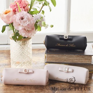 Maison de FLEUR 寶石珍珠皮革感長形筆袋(8A43FJJ0100)