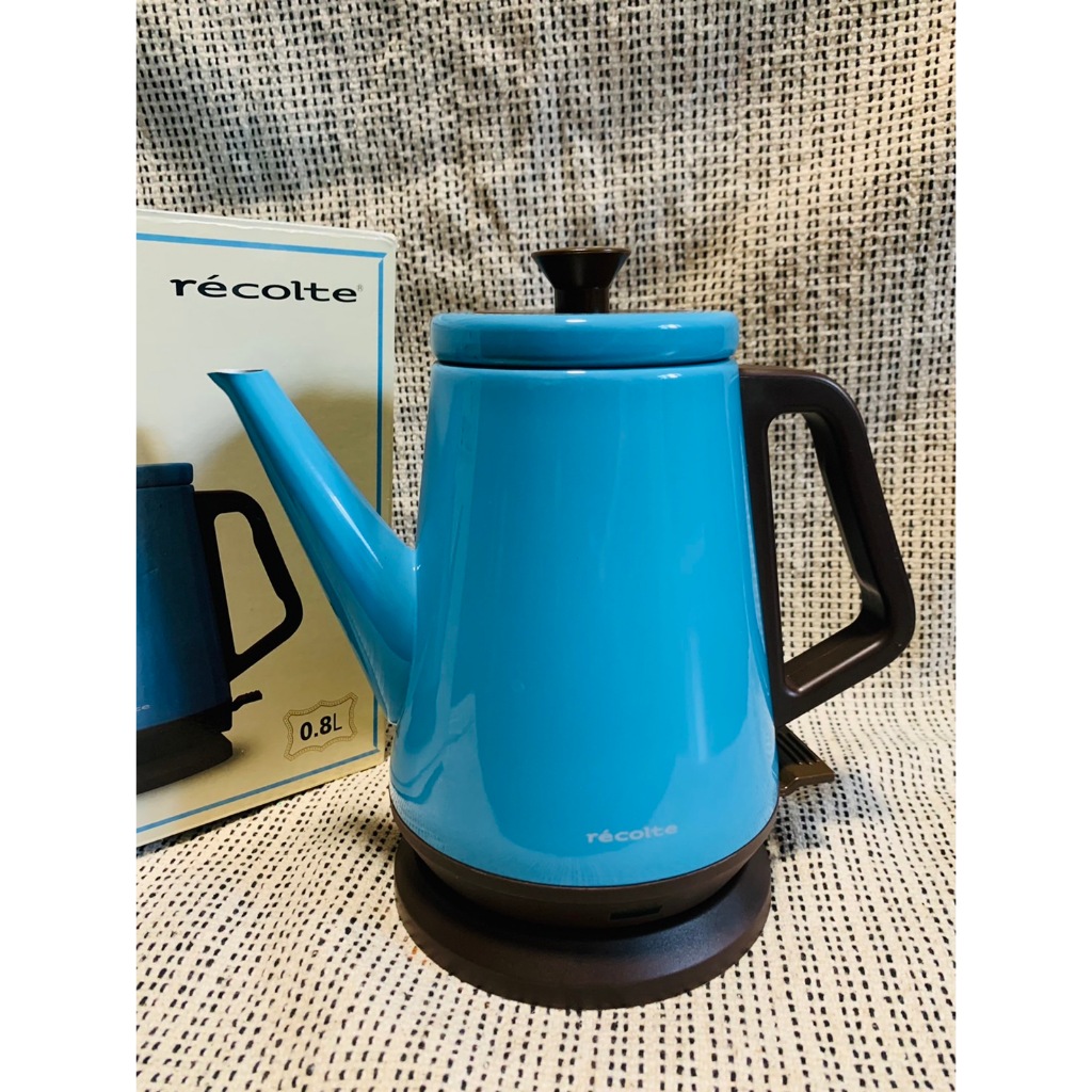 日本recolte 麗克特 快煮壺 電熱水壺 0.8L 經典 復古 藍 二手
