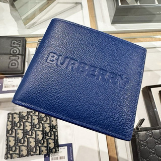 JBI BOUTIQUE✔️BURBERRY 壓印文字 藍色八卡短夾BBRB056