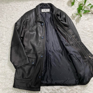 BALMAIN PARIS 小羊皮排扣拉鍊翻領大衣 長板外套夾克 皮衣