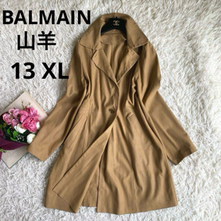 女款BALMAIN PARIS 山羊皮排扣翻領大衣 長板外套夾克 皮衣