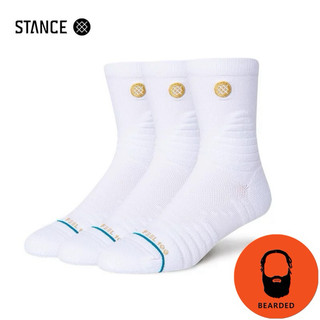 【 🇺🇸大鬍子美國襪子選品 】STANCE - GPQQS經典白色系列籃球運動踝襪三件裝