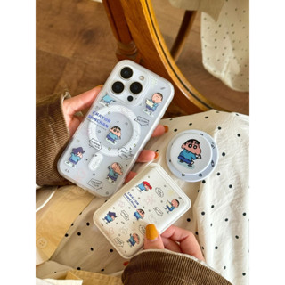(預購）蠟筆小新幼兒園塗鴉磁吸支架卡包iPhone 手機殼