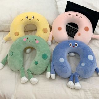 ins可愛乳酪u型枕記憶棉情侶學生便攜旅行護頸枕皮殼午睡辦公室