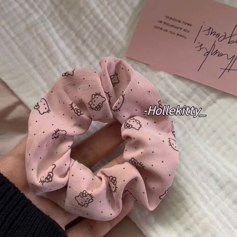 Kitty髮圈🎀 法式百搭可愛Kitty大腸圈甜美粉色小衆髮圈 Kitty皮筋 Kitty髮飾 Kitty頭飾