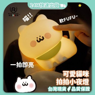瑞克倉庫✱貓咪拍拍小夜燈 安睡燈 小夜燈 可定時 熊貓小夜燈 動物小夜燈 矽膠小夜燈 QQ燈