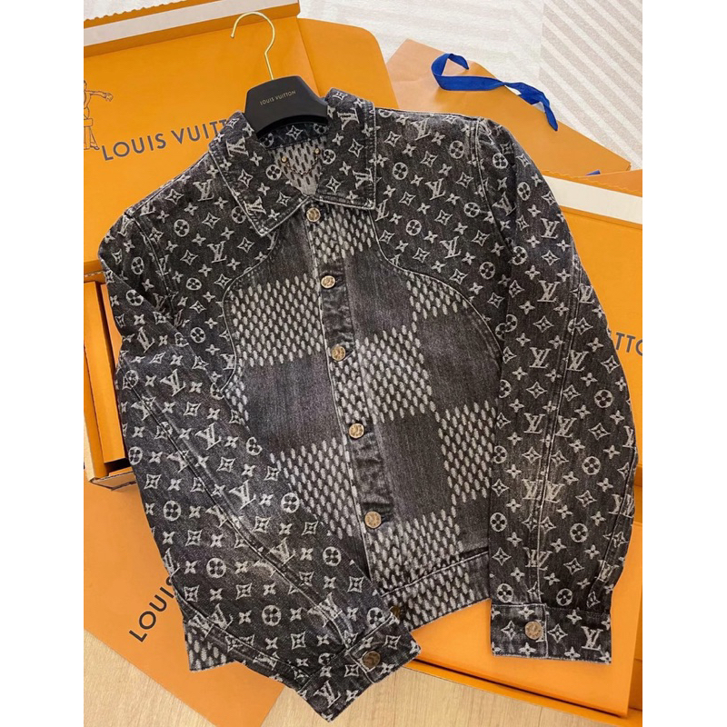 LV nigo 灰 黑 牛仔外套 Louis Vuitton 外套 50號 二手美品