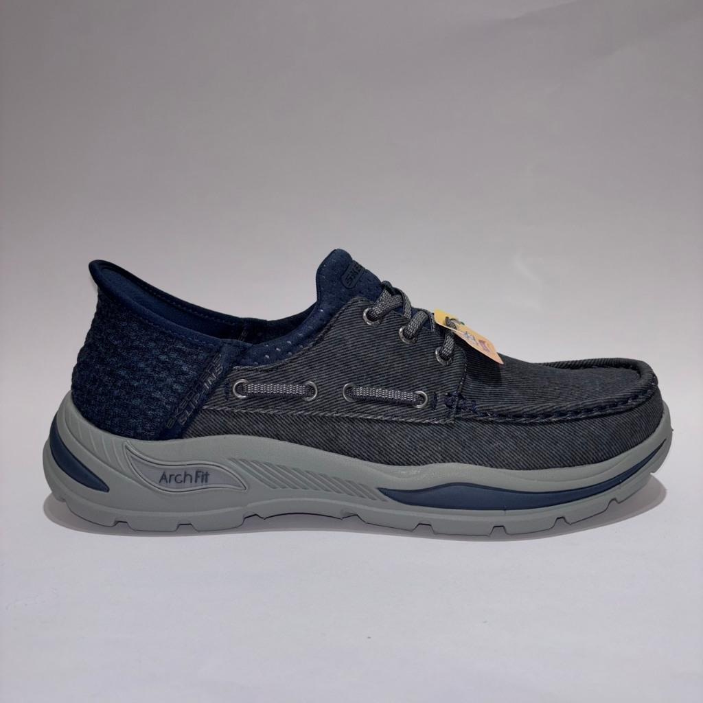 (250424)SKECHERS男瞬穿休閒帆船鞋ARCH FIT MOTLEY(205203NVY藍)