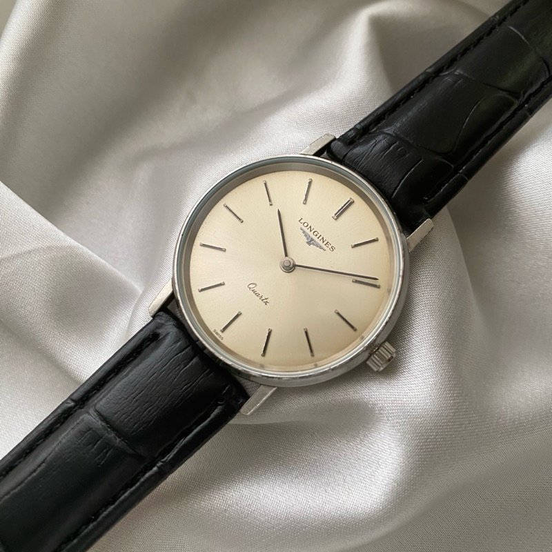 LONGINES VINTAGE 浪琴 古董錶 古董 古董表 石英錶 不面盤 美品 銀色 日本記念刻印 稀少 紀念錶