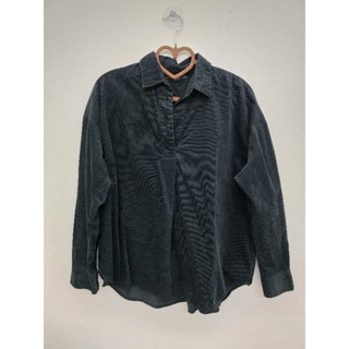 💕二手💕Uniqlo燈芯絨開領襯衫 深綠色 M
