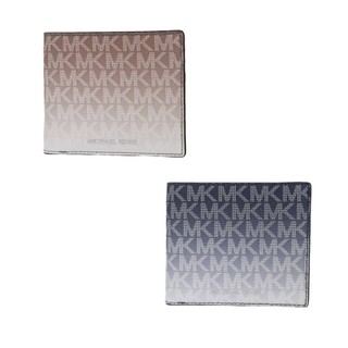 Michael Kors 男款 緹花LOGO防刮八卡短夾透明層-漸層藍/漸層咖啡台灣現貨