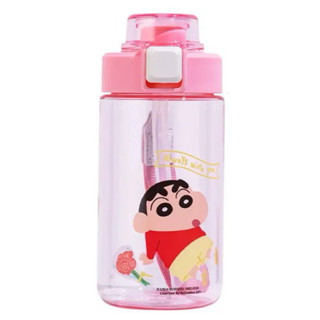 蠟筆小新 塑膠吸管水壺-粉500mL
