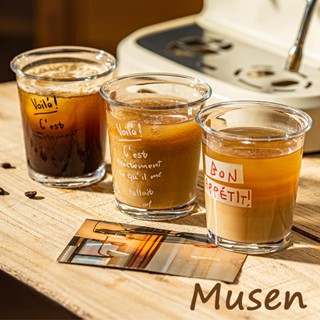 Musen【臺灣現貨】日韓博主同款法式字母印花水杯 玻璃杯 ins風家用早餐杯 奶茶杯 咖啡杯子