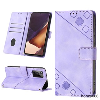 膚感壓紋翻蓋皮套插卡支架適用三星Note 20ultra手機殼note20保護套note10plus 9 8保護殼防摔