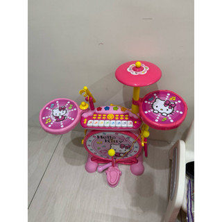 二手—Hello kitty 凱蒂貓 聲光音樂 二合一 打鼓 鋼琴 麥克風 玩具遊戲組 樂器