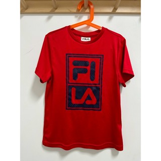 FILA KIDS 紅色 吸濕排汗 短袖圓領上衣 孩童 男童 二手童裝 短袖上衣 運動衣
