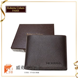 【Roberta Colum諾貝達】男用皮夾 短夾 專櫃皮夾 進口軟牛皮短夾(咖啡色24006)【威奇包仔通】