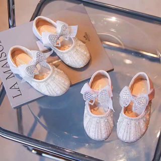 【Size23-35】兒童公主鞋 2025春夏新款皮鞋 兒童水晶鞋水鑽單鞋 寶寶軟底童鞋 女童中大童平底鞋 小朋友表演鞋