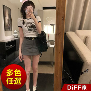 （轉）【DIFF】韓版 內有安全褲 A字裙 褲裙 裙子 女裝 褲子 衣服黑色L/灰色L現貨馬上出