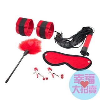 【出清品】SM 情趣絨毛5件套組(眼罩+手銬+鞭子+挑逗棒+乳夾)
