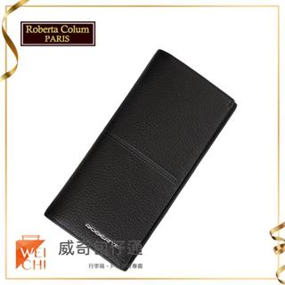 【Roberta Colum諾貝達】男用專櫃皮夾 進口軟牛皮長夾(25008-1黑色)【威奇包仔通】