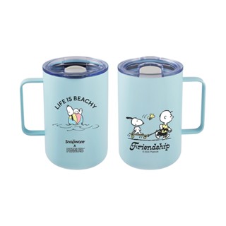 【康寧密扣snapware】鋅陶瓷不鏽鋼保溫保冰辦公杯620ml-snoopy史努比 海灘假期
