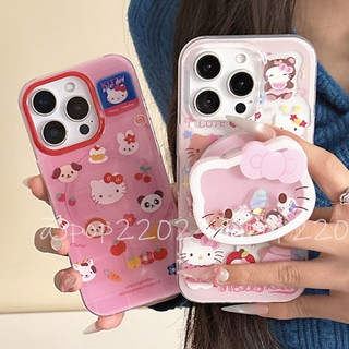 粉白Kitty貓 magsafe磁吸支架 卡通 蘋果iPhone11 12 13 14 15 16 Pro max手機殼