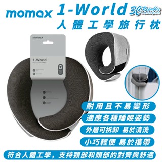 Momax 摩米士 1-World 人體工學 旅行枕 頸枕 枕頭 飛機枕 午休枕 適 旅行 露營 車宿