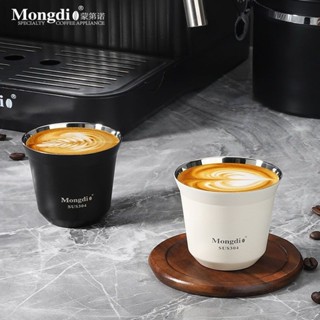 【2025新品】Mongdio意式濃縮咖啡杯304不銹鋼萃取杯便捷雙層防燙接液杯80ml