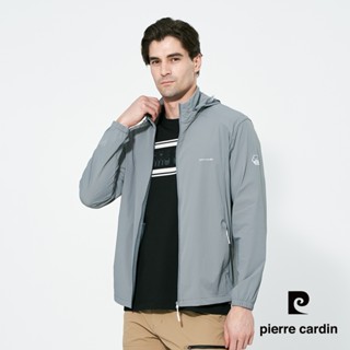 【pierre cardin 皮爾卡登】男款 涼感透氣防曬抗UV彈力可拆式連帽夾克外套-灰色 (5257691-95)