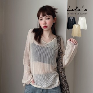 LULUS/慵懶V領針織簍空寬鬆上衣３色【A01250297】250521