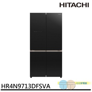 HITACHI 日立 645L 高效變頻 四門十字對開冰箱 琉璃黑 HR4N9713DFSVA