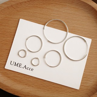 [全純銀.耳環] S925純銀 多尺寸圓圈素銀耳環/單支售【UME】圈圈耳環 素銀耳環