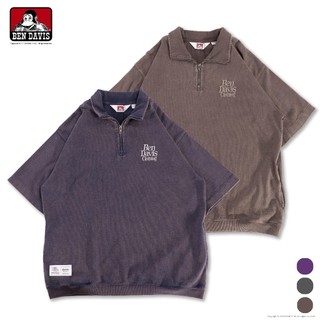 BEN DAVIS VNTG 1/4 ZIP TOP 水洗 高領 刺繡 LOGO 拉鍊 短T 3色
