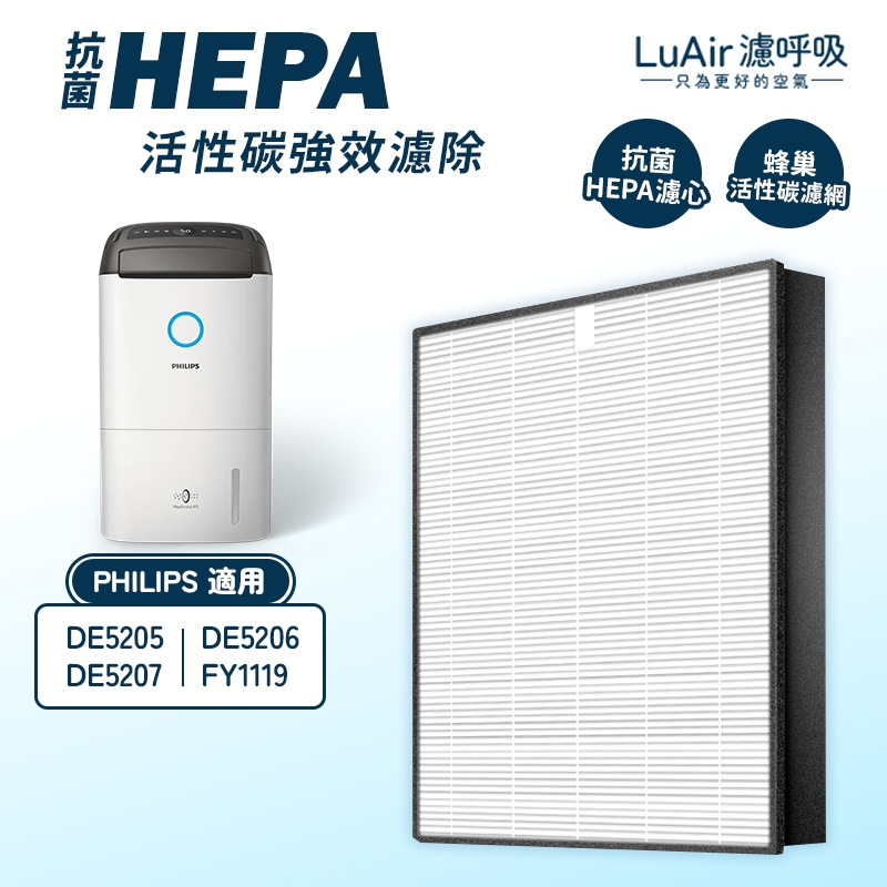 適用 Philips飛利浦 DE5205 DE5206 DE5207 FY1119清淨除濕機HEPA 濾網 濾芯 濾呼吸