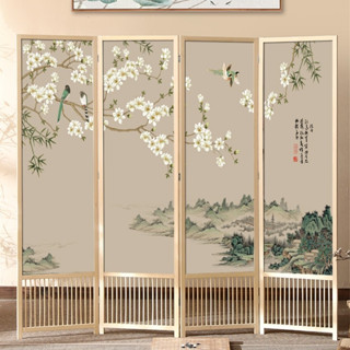 『梵律』下鏤空屏風 松木框架屏風 實木屏風隔斷玄關現代新中式家用可移動摺疊遮擋客廳臥室書房酒店