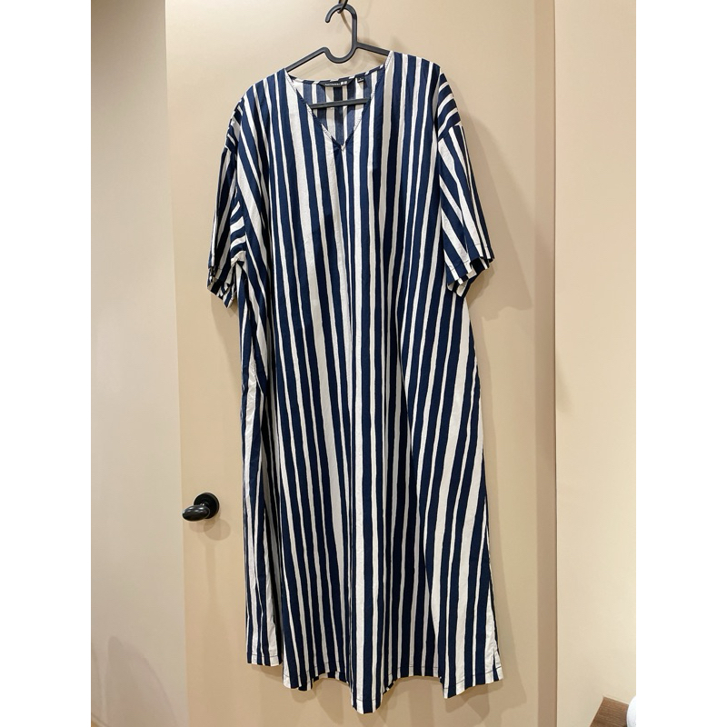 Uniqlo marimekko 聯名 七分袖條紋寬鬆洋裝