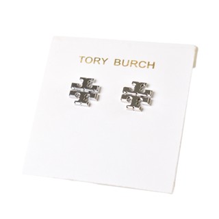TORY BURCH 雙T LOGO針式耳環-銀色【美國正品現貨】