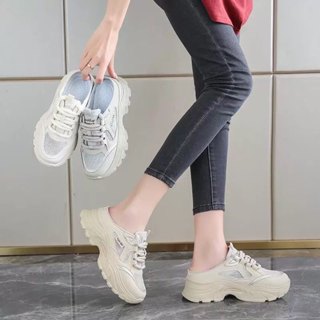 榮榮鞋坊 【現貨免等 專櫃品質】 小白鞋女 休閒帆布鞋 增高老爹鞋 懶人樂福鞋 韓系運動鞋 百搭工作鞋 QRJ12
