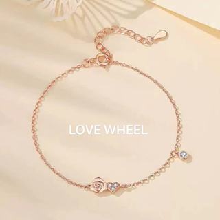 LOVE WHEEL【玫瑰愛語】浪漫玫瑰愛語立體玫瑰鋯石微鑲ins 純銀手鍊 璀璨之星 愛心手練
