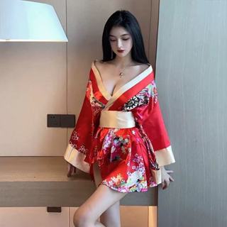 情趣內衣日式女和服 蝴蝶結印花女裝東洋舞姬誘惑免脫製服 性感藝妓花魁和服睡衣睡袍忍者日系旗袍COS服偽娘女