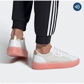Adidas originals Sleek SUPER 白粉 果凍 魔鬼氈 圖案 平衡 低幫 滑板鞋 FV8439 女