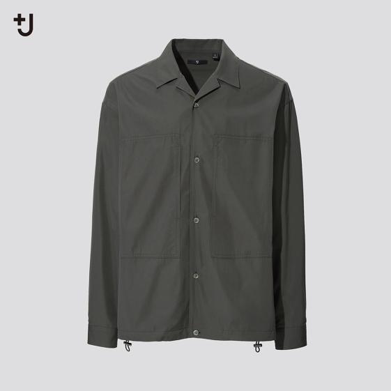 UNIQLO +J SUPIMA COTTON寬版雙口袋 襯衫 黑 軍綠L號 全新 二手