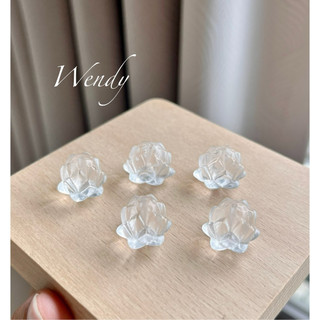 [Wendy媽咪] 🪷天然白水晶上下通孔蓮花雕刻件 DIY水晶配件 可當小擺件飾品 白水晶蓮花直通孔 蓮花 手作配件