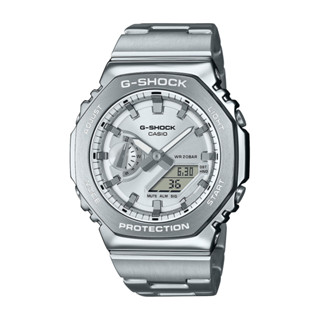 【CASIO 卡西歐】G-SHOCK 高質感金屬 絢彩錶盤 銀 簡約百搭 八角錶殼 GM-2110D-7A 44.4mm